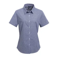 Womens/ladies Gingham Short-Sleeved Shirt (Navy/white) - Size 18 Uk
