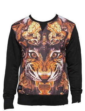 Felpa Girocollo Uomo Sweatshirt Crewneck "ybeast" Black Unico - TWO ANGLE - FashionsVida