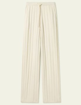 Pantalon Large en Cachemire Mongol Doux à Ceinture Côtelée L