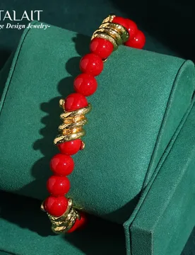 Vintage Red Beads Bracelet Woman 18k Gold Plated Charm Natural Stone Luxury Designer Green Trend Jewelry Birthday Gift New In - Aliexpress - FashionsVida
