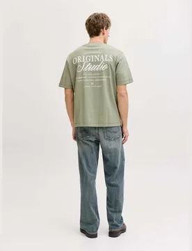 Pure Cotton Back Graphic T-Shirt Green Mix male - Jack & jones - FashionsVida