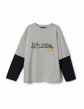 T-shirt manches doubles Looney Tunes BLACK 3/4 male - Desigual - FashionsVida