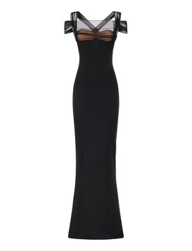 Vestito Lungo Con Volant E Tulle