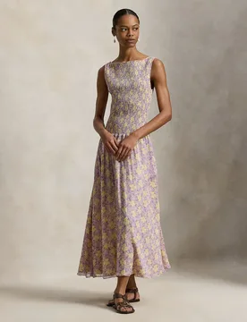 Vestido midi con mangas estampado - Polo Ralph Lauren - FashionsVida