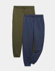 Pack Cotton Rich Plain Joggers (6-16 Yrs) Khaki Mix male