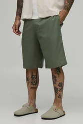 Herren Weit Geschnittene Cargo-Shorts Mit Halbiertem Bund Olive Größe Large