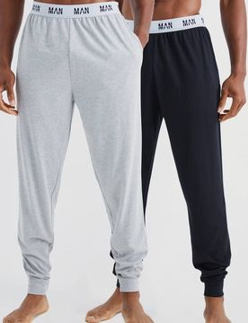 Herren 2er Pack Herren Lounge Jogginghose mit Bündchen in Grau & Schwarz Größe Small