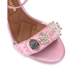 Sandalias de pala de mujer de tacón con apliques florales