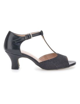 Scarpe da Ballo Nere con Suola in Pelle e Tacco Basso 5182 37