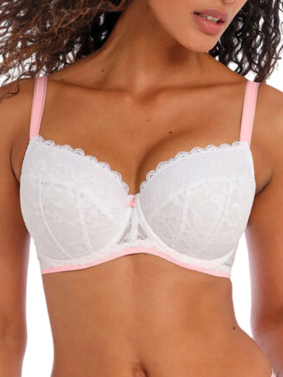 Womens Offbeat Underwired Padded Half Cup Bra - White Polyamide - Size 34c - Freya - FashionsVida