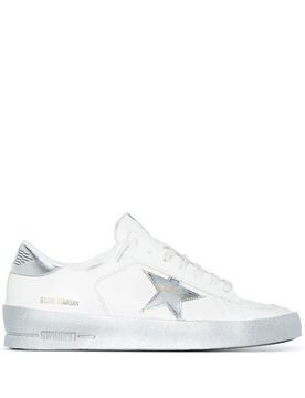 Stardan Sneakers with Silver Metallic Leather Star and Heel Tab