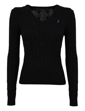Maglione in Maglia a Trecce Con Scollo A V