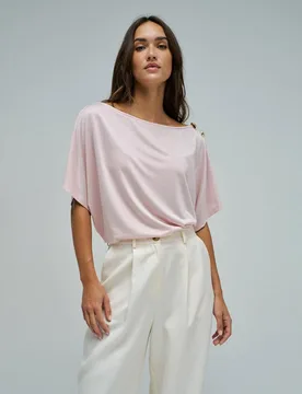 Camiseta asimétrica con brillo de mujer - Salsa Jeans - FashionsVida