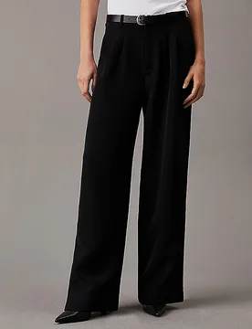 PANTALONE DRITTO IN CRÊPE PLISSETTATO 28 - Calvin Klein Jeans - FashionsVida