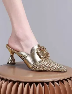 Style Summer New Arrival: Soft, Closed-toe Mules for Women, Perfect with Dresses, Comfortable Hollow-out Design, Chic High Heels - Aliexpress - FashionsVida