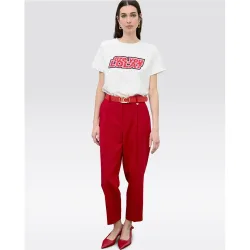 Pantalón ancho de mujer tobillero con pliegues