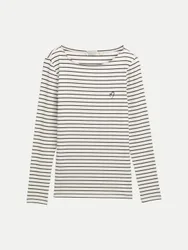 Langarmshirt mit Streifenmuster Weiß M