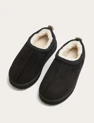 Kids' Faux Fur Lined Slippers (9 Small - 7 Large) Black male