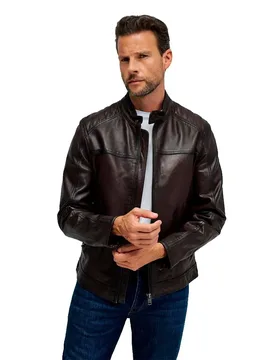 Veste 21011185 Leather Biker Dark Brown 2XL Homme - Salsa Jeans - FashionsVida