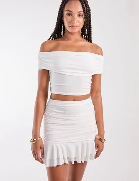 Bardot Slinky Top - Ivory - Size: L - Pink Vanilla - FashionsVida