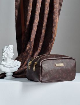 Beauty case in similpelle con monogramma - multicolor