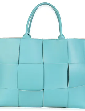 Blue Linoleum Nappa Maxi Intrecciato Large Arco Tote - Bottega Veneta - FashionsVida