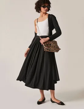 Women's Black Jersey Midi Skirt Size: 8 - Black - Size: 8 - James Lakeland - FashionsVida