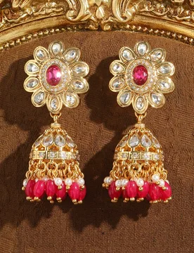 Vintage Gold Color Crystal Red Flower Drop Earrings Dangle Large Tassel Hollow Natural Stone Jewelry Women Luxury Wedding Charms - Aliexpress - FashionsVida