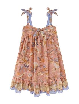 Mini Sleeveless Knee-Length Dress with Faux Bow and Ruffled Skirt
