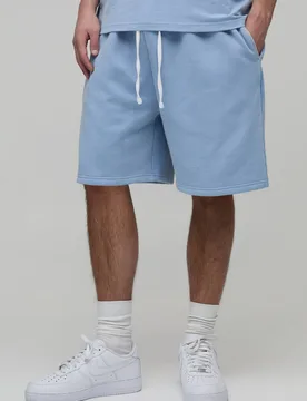 Herren Essentiell Gewaschene Übergroße Tief Sitzende Shorts Washed Light Blue Größe 5XL - boohooMAN - FashionsVida