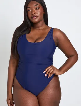 Womens Plus Tummy Control Plunge Swimsuit - Navy Polyamide - Size 20 Uk - Boohoo - FashionsVida