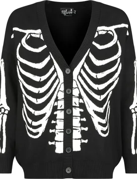 Rockabilly Cardigan - Skeleton Cardigan - XS bis 4XL - für Damen - Größe M - schwarz/weiß - Frauen - female - Hell Bunny - FashionsVida