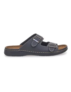 Ciabatte nere da uomo con doppia fibbia regolabile e plantare morbido 636PS 41 - JERPOINT - FashionsVida