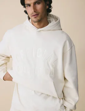 Herren 500 G/m² Schwerer Bestickter Übergroßer Kapuzenpullover Ecru Größe XS - boohooMAN - FashionsVida