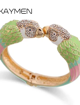 KAYMEN Hot Selling Luxury Enamel Colourfull Animal Parrot Cuff Bracelet Bangle 7 Colors for Women Girls Teens Nice Jewelry 3328 - Aliexpress - FashionsVida