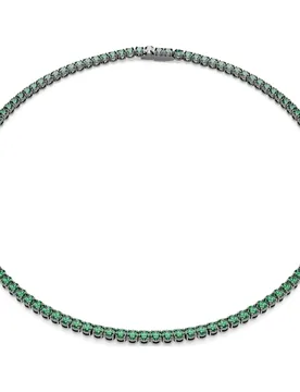 Collana Tennis Matrix, Taglio Round, Verde, Placcato rutenio L - Swarovski - FashionsVida