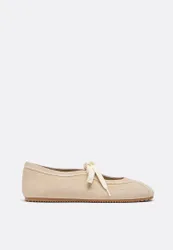 Sneakerinas aus Leder mit Schleife BEIGE 36