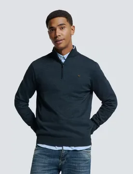 Pullover Half Zip 2 Coloured Melang male - XXL - FashionsVida