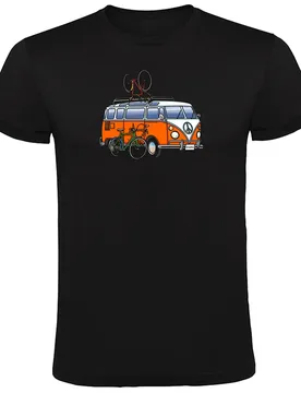 Maglietta A Maniche Corte Hippie Van Bike Black - Kruskis - FashionsVida