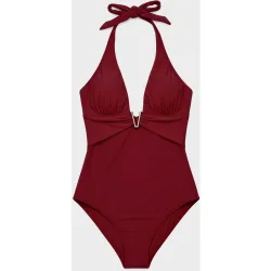 Bañador de mujer con escote halter y copas fijas