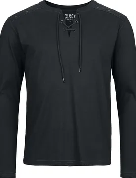 Langarmshirt - Essential Longsleeve mit Schnürung - M bis XXL - für Männer - Größe XXL - schwarz - Männer - male - Black Premium by EMP - FashionsVida