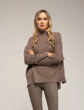 Jersey de mujer con textura de rayas y cuadros - Tantra - FashionsVida