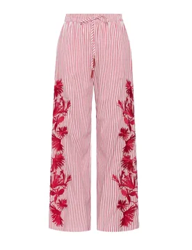 PANTALONE RIGATO Donna CON RICAMO - Maliparmi - FashionsVida