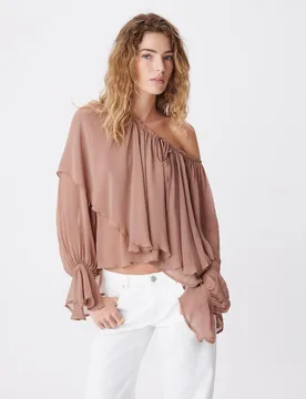 Blusa de mujer fluida con volantes anchos - IKKS - FashionsVida