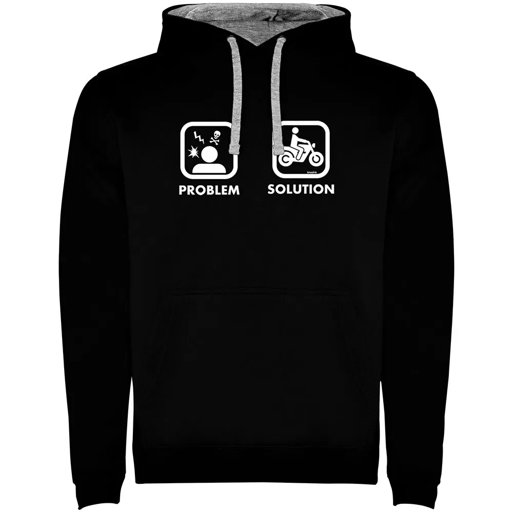 Felpa Con Cappuccio Problem Solution Ride Two-colour Black / Grey - Kruskis - FashionsVida