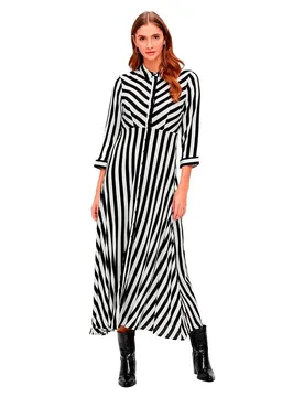 Robe Longue à Manches 3/4 Savanna Black / Stripes W White Stripes M