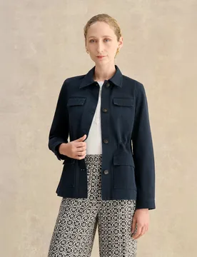 Pure Cotton Collared Utility Jacket Navy female - Hobbs - FashionsVida