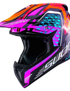 Casco Moto Cross X-WING MOTLEY Rosso Rosa taglia 2XL