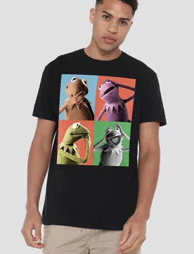 The Muppets Kermit The Frog Poses T-Shirt, Black - Black - Size: S - Disney - FashionsVida