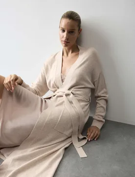 Lounge Knit Wrap with Cashmere Oatmeal female - Autograph - FashionsVida